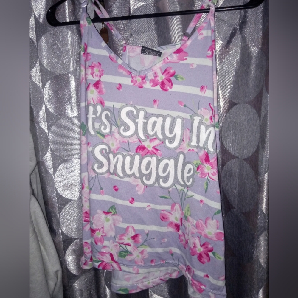 dELIA's / dollskill "Lets Stay In Snuggle"Size: 2X Purple Floral Graphic Tank